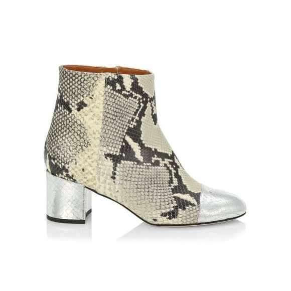 PARIS TEXAS Snakeskin-Embossed & Metallic Croc-Embossed Leather Ankle Boots
